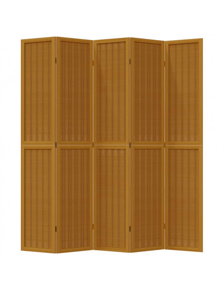 Divisorio Ambienti 5 Pannelli Marrone Legno Massello Paulownia