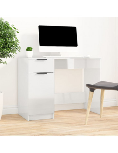 Scrivania Bianco Lucido 100x50x75 cm in Legno Multistrato