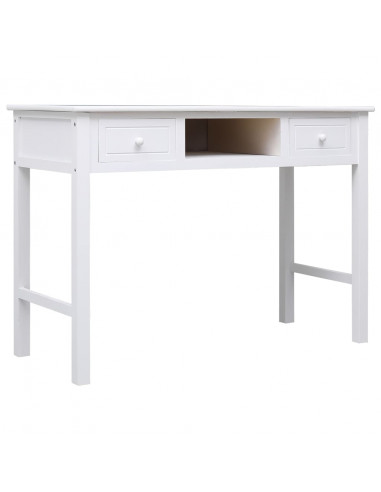 Scrivania Bianca 108x45x76 cm in Legno Massello di Paulownia