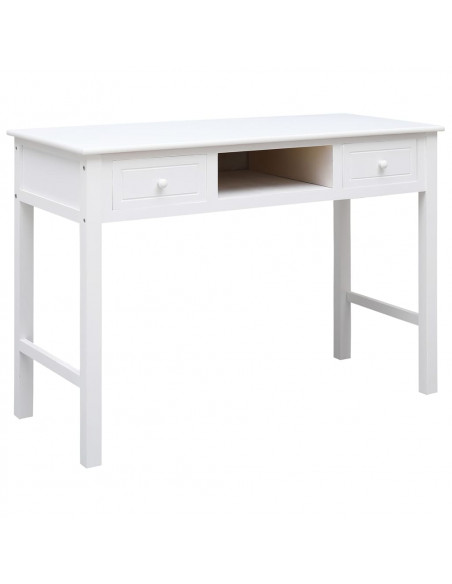 Scrivania Bianca 108x45x76 cm in Legno Massello di Paulownia