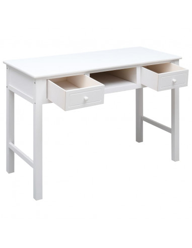 Scrivania Bianca 108x45x76 cm in Legno Massello di Paulownia