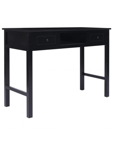 Scrivania Nera 108x45x76 cm in Legno Massello di Paulownia