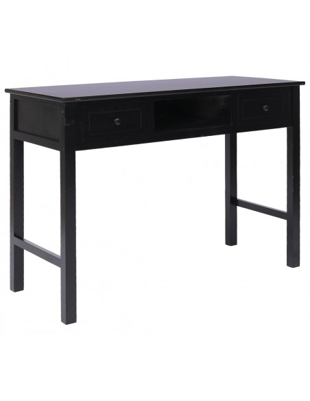 Scrivania Nera 108x45x76 cm in Legno Massello di Paulownia
