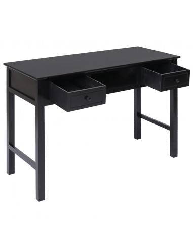 Scrivania Nera 108x45x76 cm in Legno Massello di Paulownia