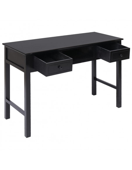 Scrivania Nera 108x45x76 cm in Legno Massello di Paulownia