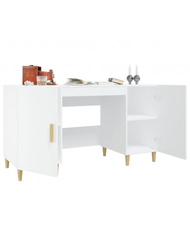 Scrivania Bianca 140x50x75 cm in Legno Multistrato