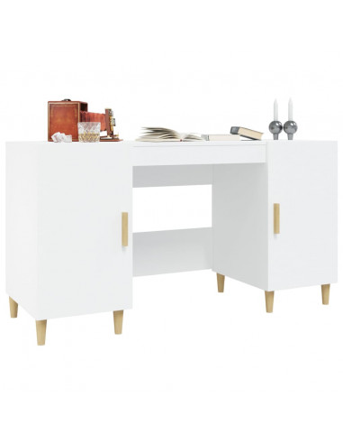 Scrivania Bianca 140x50x75 cm in Legno Multistrato