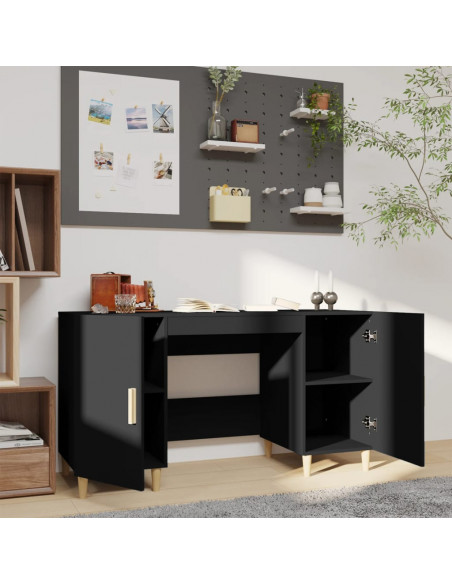 Scrivania Nera 140x50x75 cm in Legno Multistrato