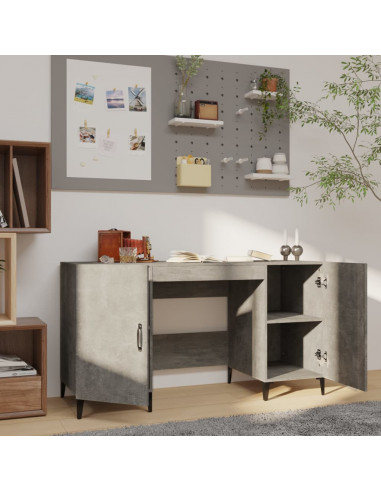 Scrivania Grigio Cemento 140x50x75 cm in Legno Multistrato
