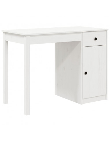 Scrivania Bianca 100x50x75 cm in Legno Massello di Pino