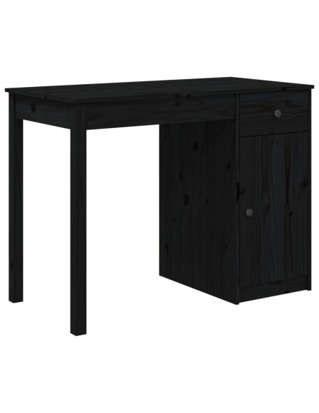 Scrivania Nera 100x50x75 cm in Legno Massello di Pino