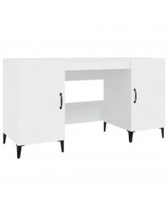 Scrivania Bianco Lucido 140x50x75 cm in Legno Multistrato 2