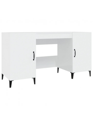 Scrivania Bianco Lucido 140x50x75 cm in Legno Multistrato