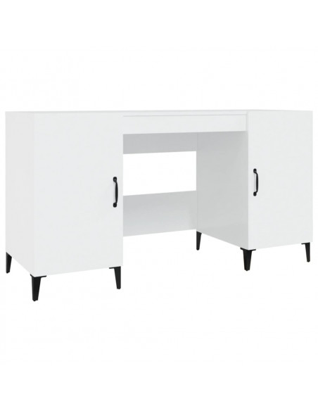 Scrivania Bianco Lucido 140x50x75 cm in Legno Multistrato