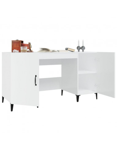 Scrivania Bianco Lucido 140x50x75 cm in Legno Multistrato