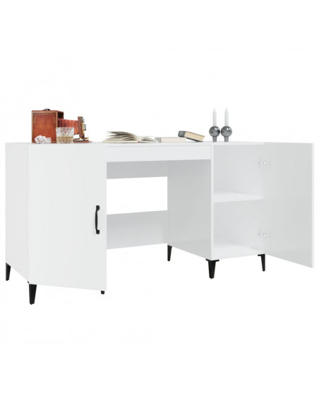 Scrivania Bianco Lucido 140x50x75 cm in Legno Multistrato
