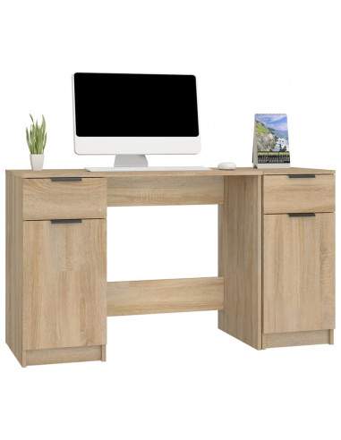 Scrivania con Mobile Laterale Rovere Sonoma Legno Multistrato