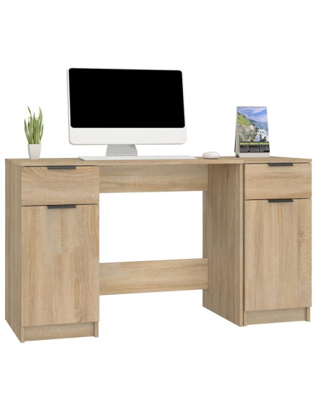 Scrivania con Mobile Laterale Rovere Sonoma Legno Multistrato
