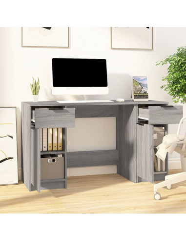 Scrivania con Mobile Laterale Grigio Sonoma Legno Multistrato
