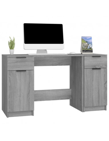Scrivania con Mobile Laterale Grigio Sonoma Legno Multistrato