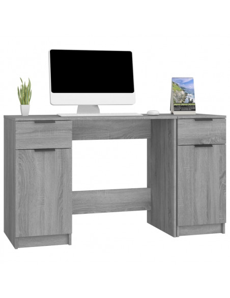 Scrivania con Mobile Laterale Grigio Sonoma Legno Multistrato