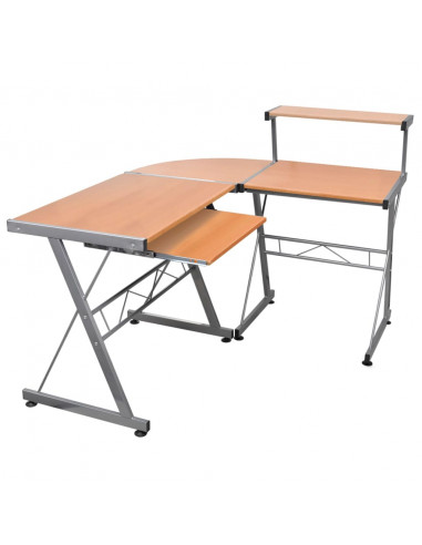 Scrivania Computer Angolo Marrone 132x112x99 Legno Multistrato