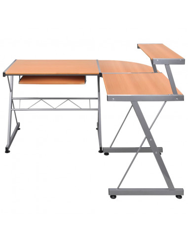 Scrivania Computer Angolo Marrone 132x112x99 Legno Multistrato