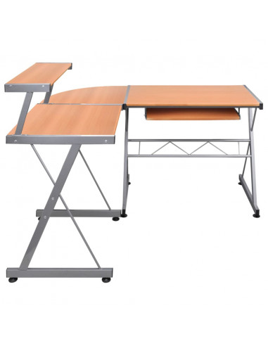 Scrivania Computer Angolo Marrone 132x112x99 Legno Multistrato