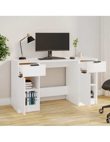 Scrivania con Mobile Laterale Bianco in Legno Multistrato