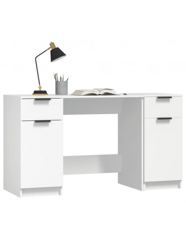 Scrivania con Mobile Laterale Bianco in Legno Multistrato