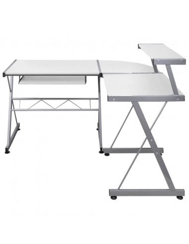 Scrivania Computer Angolare Bianca 132x112x99 Legno Multistrato