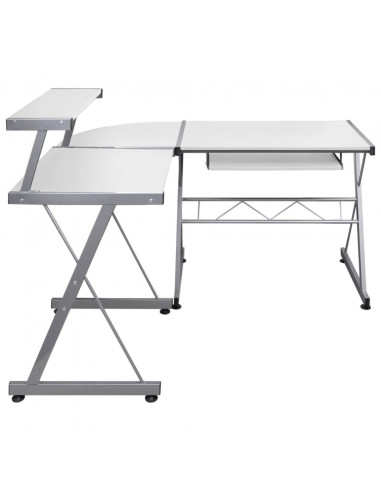 Scrivania Computer Angolare Bianca 132x112x99 Legno Multistrato