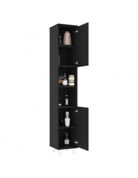 Set Mobili da Bagno 3 pz Nero in Truciolato