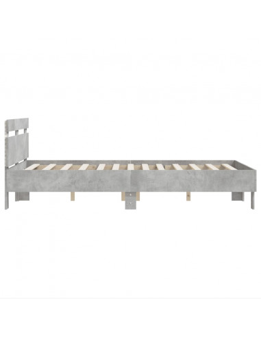 Giroletto con Testiera e LED Grigio Cemento 120x200 cm