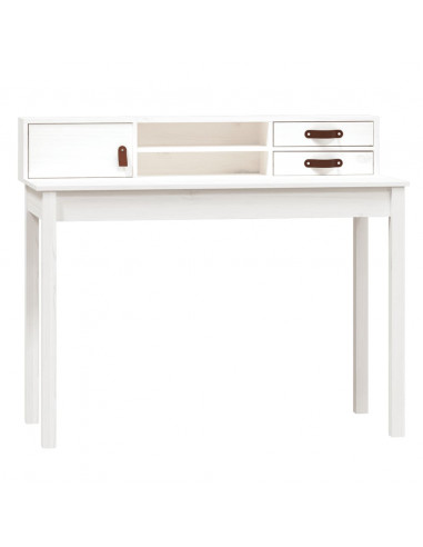 Scrivania Bianca 110x50x93 cm in Legno Massello di Pino