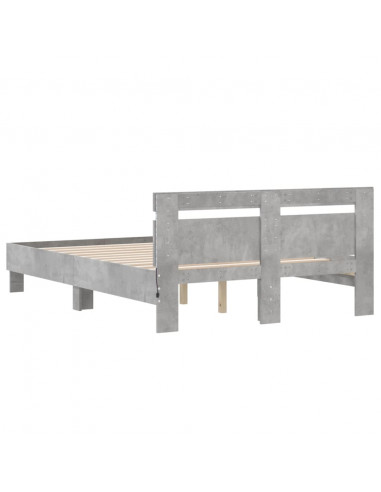 Giroletto con Testiera e LED Grigio Cemento 120x200 cm