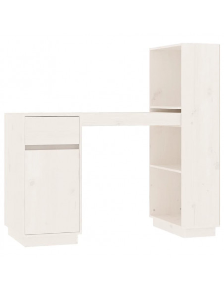 Scrivania Bianca 110x53x117 cm in Legno Massello di Pino