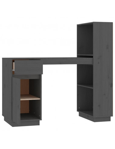Scrivania Grigia 110x53x117 cm in Legno Massello di Pino