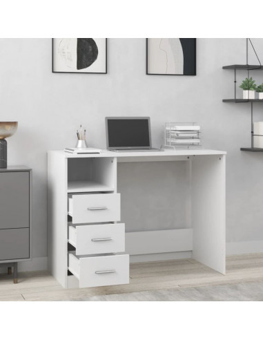 Scrivania con Cassetti Bianca 102x50x76 cm in Legno Multistrato