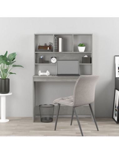 Scrivania Mensole Grigio Cemento 102x45x148cm Legno Multistrato
