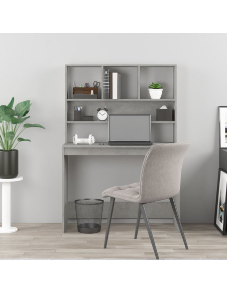 Scrivania Mensole Grigio Cemento 102x45x148cm Legno Multistrato