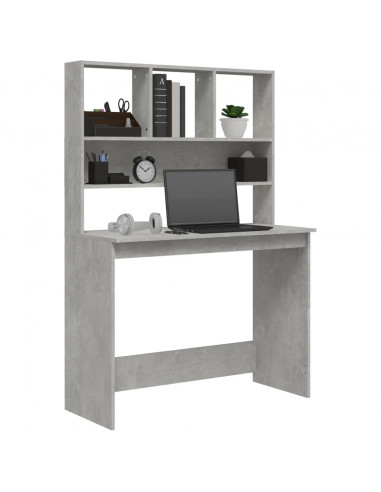 Scrivania Mensole Grigio Cemento 102x45x148cm Legno Multistrato