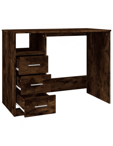 Scrivania Cassetti Rovere Fumo 102x50x76 cm Legno Multistrato