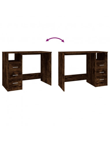 Scrivania Cassetti Rovere Fumo 102x50x76 cm Legno Multistrato