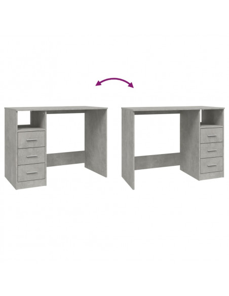 Scrivania Cassetti Grigio Cemento 102x50x76cm Legno Multistrato
