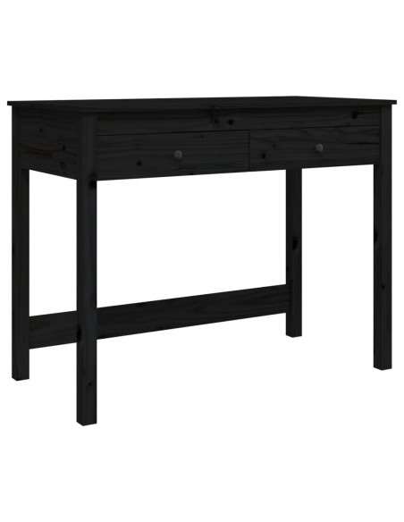 Scrivania con Cassetti Nera 100x50x78 cm Legno Massello di Pino