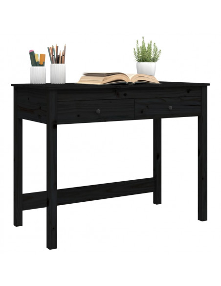 Scrivania con Cassetti Nera 100x50x78 cm Legno Massello di Pino