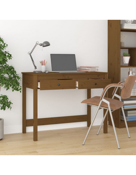 Scrivania con Cassetti Miele 100x50x78 cm Legno Massello Pino