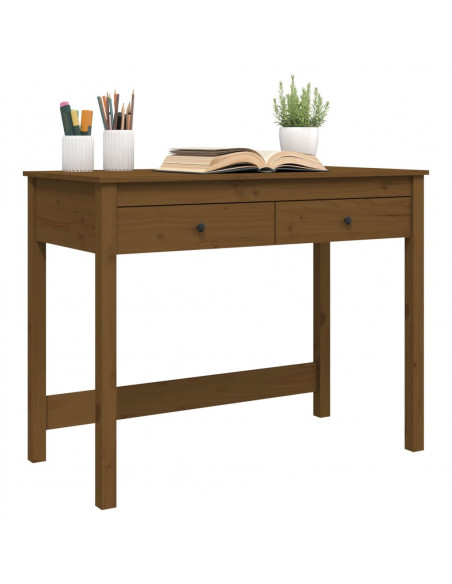 Scrivania con Cassetti Miele 100x50x78 cm Legno Massello Pino