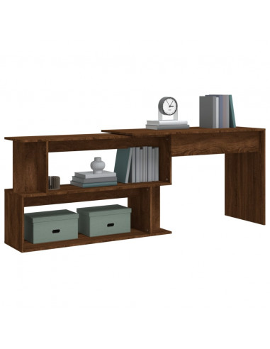 Scrivania Angolare Rovere Marrone 200x50x76cm Legno Multistrato